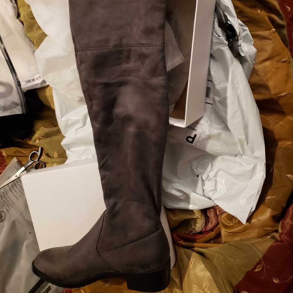 Gray Over the Knee Boots